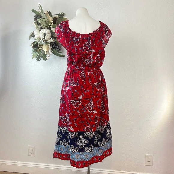 Lane Bryant Red and Blue Floral Midi Dress - Picture 5 of 8
